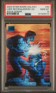 2024 TOPPS CHROME STAR WARS GALAXY LUKE SKYWALKER R2-D2 AQUA SONAR /199 PSA 10 - Picture 1 of 2