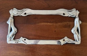 1991 Naked Nude Twin Ladies Women Metal License Plate Frame knees cruiser - Picture 1 of 3