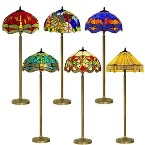 Authentic Tiffany Floor Lamp with 10” Shade – 66.25” Tall Stained Glass Vintage - Picture 1 of 33