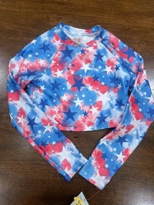 Girls Cat & Jack Patriotic Long Sleeve Swim Top Small 6/7 NWT - Picture 1 of 2