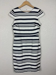 J Crew Suiting Womens Dress Sz 4 Blue White Striped Career Office Work Nautical - Picture 1 of 7