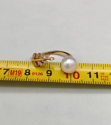 Anello donna contrariè perla bianca naturale argento 925 placcato oro regolabile - Immagine 1 di 4