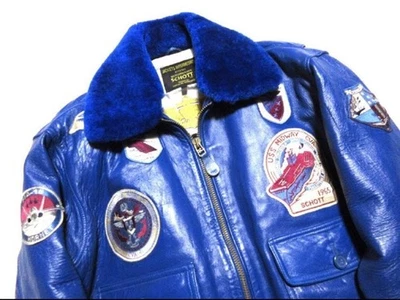 Schott G1 Blue XL Rare Leather Flight Jacket Military B-3 Style - Image 1 of 4