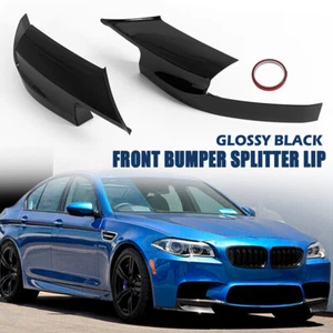 2X Labio de alerón divisor de esquina de parachoques delantero negro brillante para BMW F10 M5 2011~17 - Imagen 1 de 8