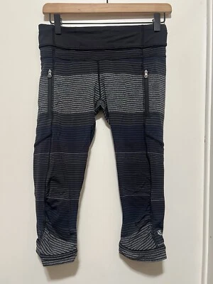 Lululemon Passion Crop II Om Stripe Black Multi Women’s Size 6 - Image 1 of 4