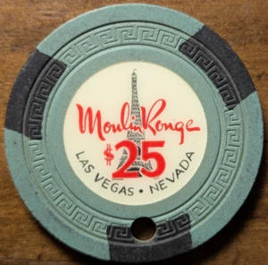 Chip de casino de $25 Moulin Rouge de Las Vegas, Nevada primera emisión Torre Eiffel cancelado - Imagen 1 de 5