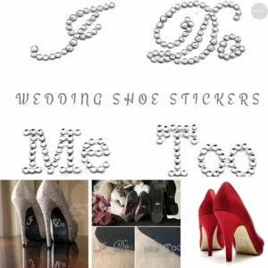 Wedding Shoe Sticker Decal, I Do & Me Too Rhinestone Bling Sparkle Silver Gold - Picture 1 of 9