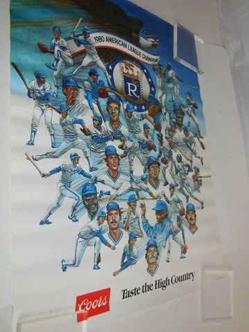 1980s Royals American League Team Illustrated Poster Coors Vtg George Brett Rare Cover