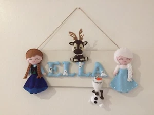 Felt Elsa and Anna Personalised Wall Hanging Plaque - Picture 1 of 5