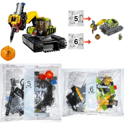 LEGO 60124 Volcano Exploration Base: NEW SEALED BAGS 5, 6 (Driller + Minifigure) - Image 1 of 4