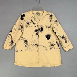 Habitat Clothes to Live in Shirt Womens Small Yellow Floral Tunic Bloom Coastal - Picture 1 of 13