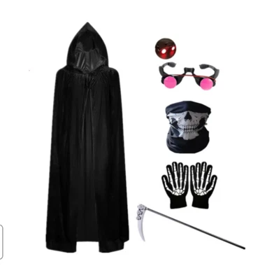 ANIANHAO Halloween Children Grim Reaper Costume Scary Skull Red Eyes Fancy Dress Outfit
