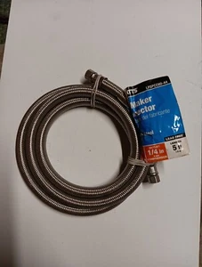 WATTS 60" BRAIDED STAINLESS STEEL ICEMAKER SUPPLY-LINE: 1/4" OD X 1/4" OD - NEW - Picture 1 of 5
