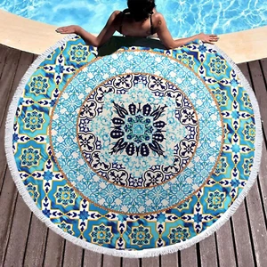 Pafusen round Mandala Beach Towel Blanket/Boho Hippie Tapestry, Roundie Yoga Med - Picture 1 of 12