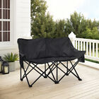 Folding Double Camping Seat Outdoor Sofa Chair 2 Seater With Cup Storage Pockets