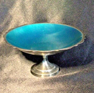 Silver Plated Footed Serving Dish Teal Bowl WM. A. Rodgers 6" - Picture 1 of 9