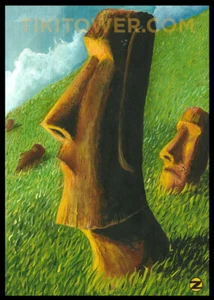 5x7 Mini Print Easter Island Rapa Nui Moai Polynesian Lowbrow Art Tiki Bar Decor - Picture 1 of 1