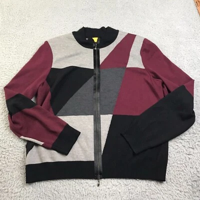 Suéter St. John Mujer L Colorblock Lana Santana Tejido Cremallera Cárdigan Chaqueta Foto 1 de 4