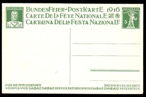 Schweiz P 52/01, Notleidende Wehrmänner 1916, Ganzsachen-Karte ungebraucht - Bild 1 von 2