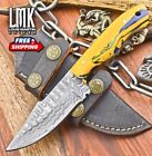 Hand Forged Handmade Skinner Knife Ladder Damascus Corain Camping Closeout