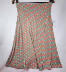 LulaRoe Azure Skirt A-line Yoga Waist Knee Length Sz S Pink Mint Teardrop Floral - Picture 1 of 5