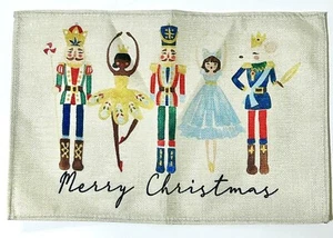 Juego de 4 manteles cascanueces de Navidad Sugarplum Fairy lino natural - Imagen 1 de 8