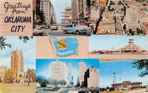 Postal de Saludo desde Oklahoma City varias vistas Oklahoma City, OK de colección 1957 - Imagen 1 de 2
