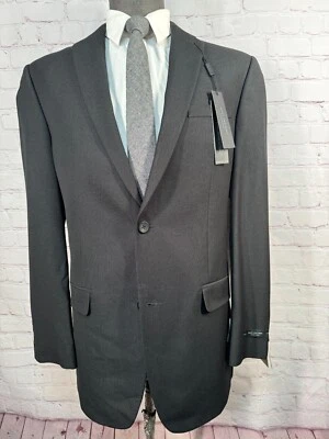 NUEVO ANDREW MARC Para Hombres Negro CALCE CEÑIDO 2 Botones Traje Abrigo Deportivo Blazer Chaqueta 40L Foto 1 de 4