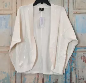 JM Collection Womens Size Medium White Long Sleeve Cardigan Sweater - Picture 1 of 8