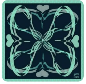 NEU SEIDE quadratische Designer Schals von Barton of London Valentinstag Herz aquamarin - Bild 1 von 9