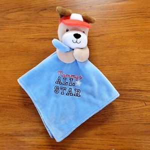 Okie Dokie Dog Lovey Blue Baseball Mommy's All Star Baby Blanket Red White Hat - Picture 1 of 14