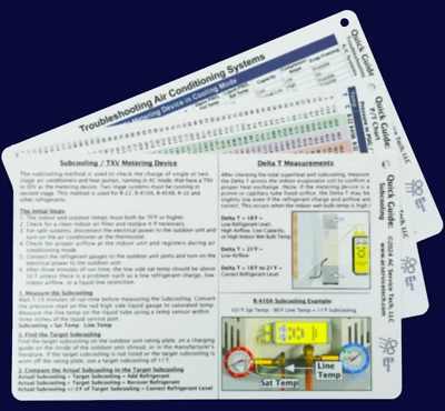 HVAC Quick Reference Cards for Refrigerant Charging and Troubleshooting - Image 1 of 3