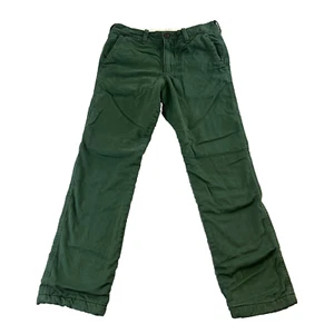 Abercrombie Fleece Lined Chinos Straight Leg Utility Green Zip Fly W28 L30 Y2K - Picture 1 of 15