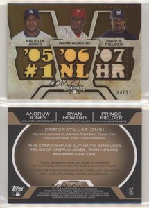 2008 Topps Triple Threads Relic Combos Sepia /27 Andruw Jones Ryan Howard
