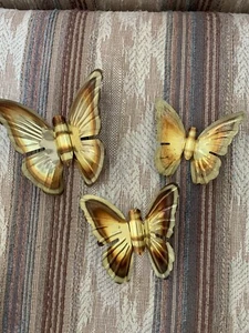 VTG Brass Butterflies Gold Tone Home Interior Set of 3 in Original Box - Picture 1 of 4