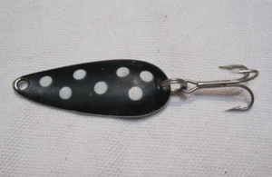 Esca da pesca cucchiaio made in USA nero con pois bianchi acciaio inox - Foto 1 di 5