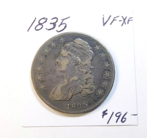 1835 EARLY BUST HALF VF - XF 100% ORIGINAL!!!!!!!!!!!!!! PERFECT RIMS & FIELDS ⭐ Cover