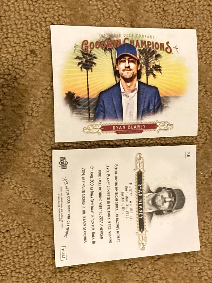 RYAN BLANEY 2018 UPPER DECK GOODWIN CHAMPIONS CARD #56 - Image 1 of 1