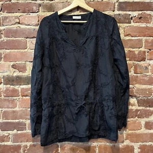 CP Shades 100% Silk Embroidered Tunic Front Tie Size Small - Picture 1 of 7