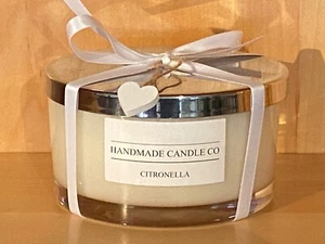 HANDMADE CANDLE COMPANY LUXURY SCENTED 3 WICK CANDLE CITRONELLA - Picture 1 of 7