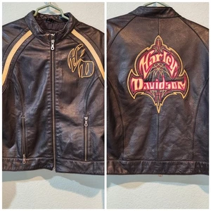 Vintage Womens Wildcard Harley-Davidson Rider Leather Jacket Large Racing Riding - Picture 1 of 13