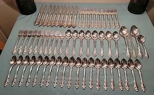 62 PC SET ONEIDA COMMUNITY SILVER ARTISTRY SILVERPLATE FLATWARE - Picture 1 of 24