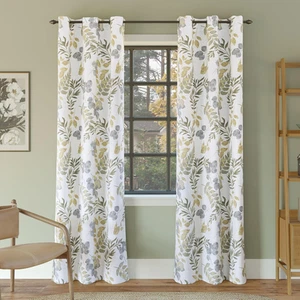 Sun Zero Remi Floral Leaf Print Blackout Grommet Curtain Panel, 40" X 84", Multi - Picture 1 of 12