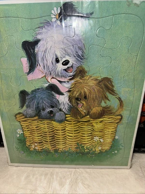 Delightful Doggies Frame-Tray Puzzle The Rainbow Works 1968 Nuevo Foto 1 de 3