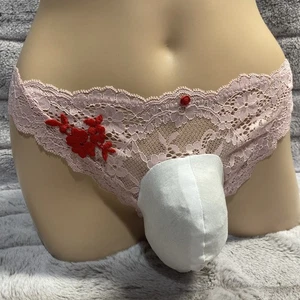 Perizoma 31-46 XL rosa pizzo VICTORIAS SECRET trans donna uomo marsupio mutandine Sissy - Foto 1 di 8