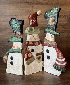 KURT S ADLER Vintage Bisagras 3 Paneles Muñecos de Nieve Navidad Pueblo Decoración Envío Rápido - Imagen 1 de 6