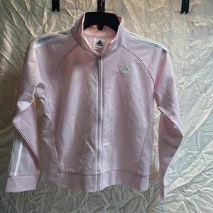 NEW NO TAGS GIRLS PINK ADIDAS FULL ZIP UP JACKET SIZE 10/12 - Picture 1 of 6