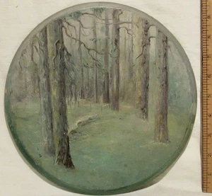 UNIQUE AND BEAUTIFUL ANTIQUE FOREST PATHWAY PAINTING ON WOOD - Picture 1 of 5