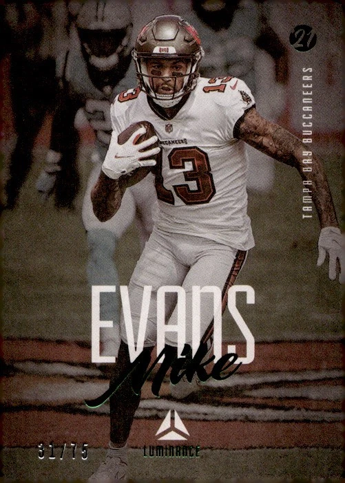 2021 Panini Luminance Mike Evans Green /75 Tampa Bay Buccaneers - Image 1 of 2