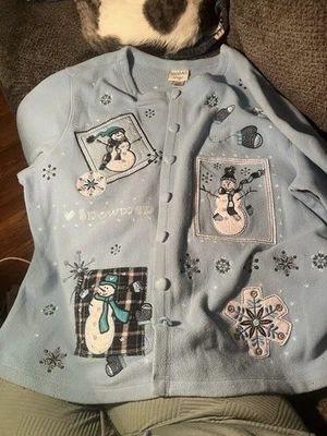 VINTAGE ESSENTIALS BY MAGGIE Snowman Christmas Cardigan 22/24 - image 1 of 4